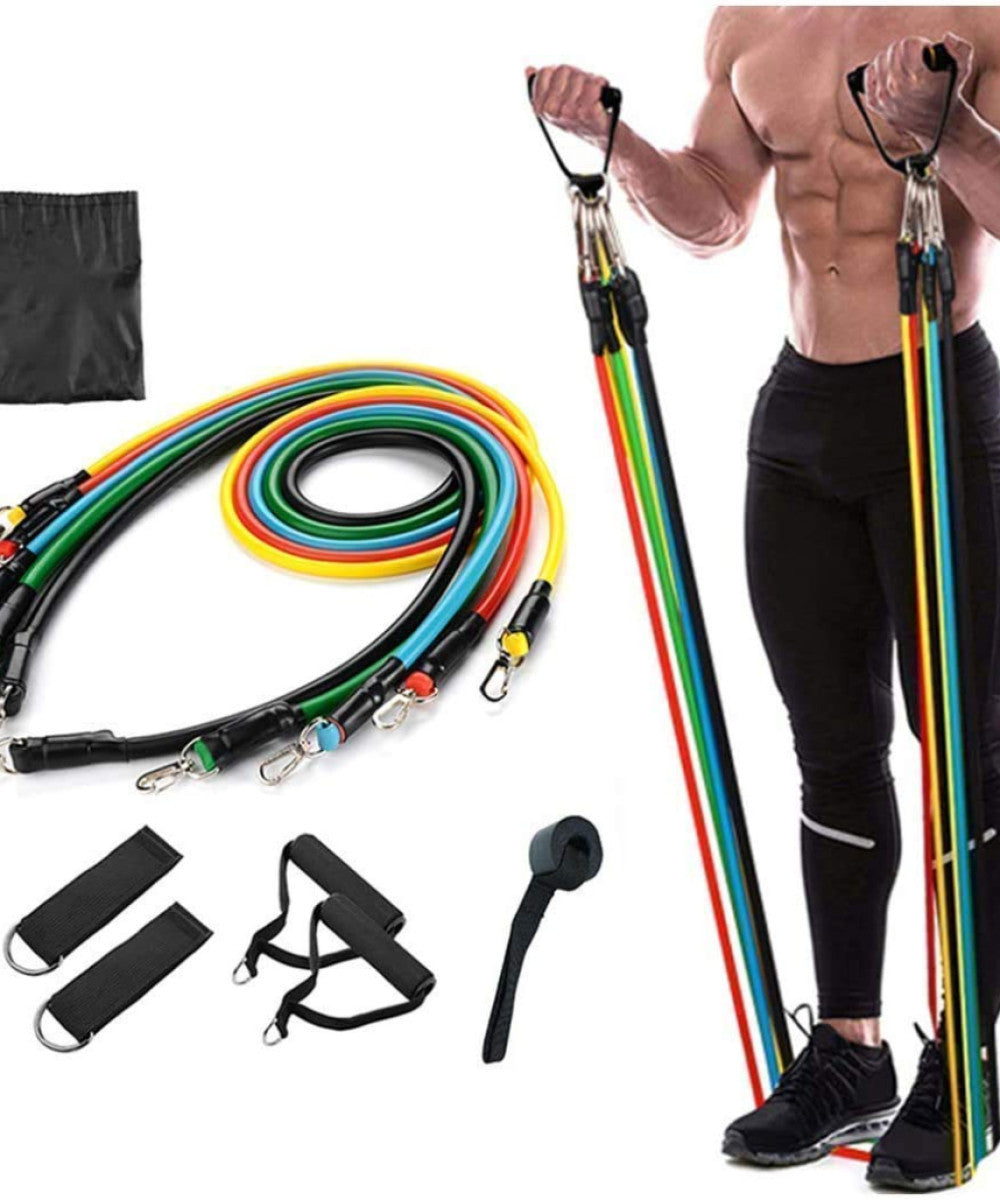 11-Piece Resistance Bands Set with Handles – Portable Home Gym Workout ...