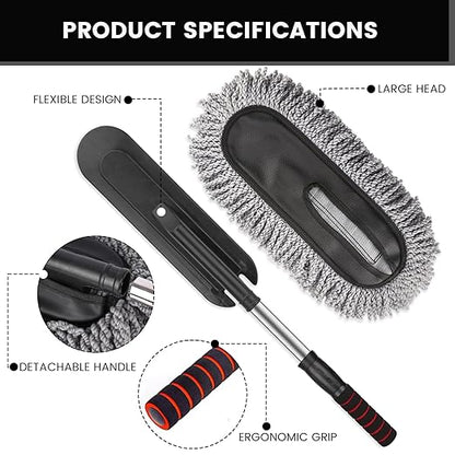 Extendable Microfiber Car Duster – Scratch-Free Soft Cleaning Brush
