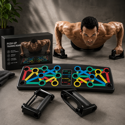 Color-Coded Push-Up Board with Handles – Portable Home Workout System