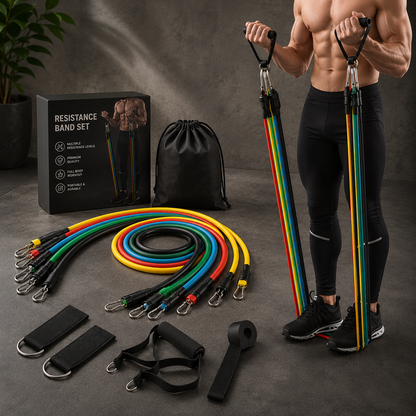 11-Piece Resistance Bands Set with Handles – Portable Home Gym Workout Kit