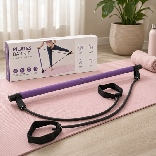 Pilates Bar Kit with Resistance Bands – Portable Full Body Home Workout Set