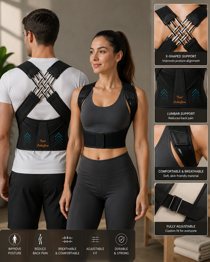 Advanced X-Back Posture Corrector with Lumbar Support – Adjustable Back Brace for Men & Women