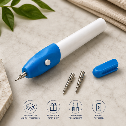 All Surface Writing Engrave Pen | Battery Operated, 2 Engraving Tips(Multicolor)
