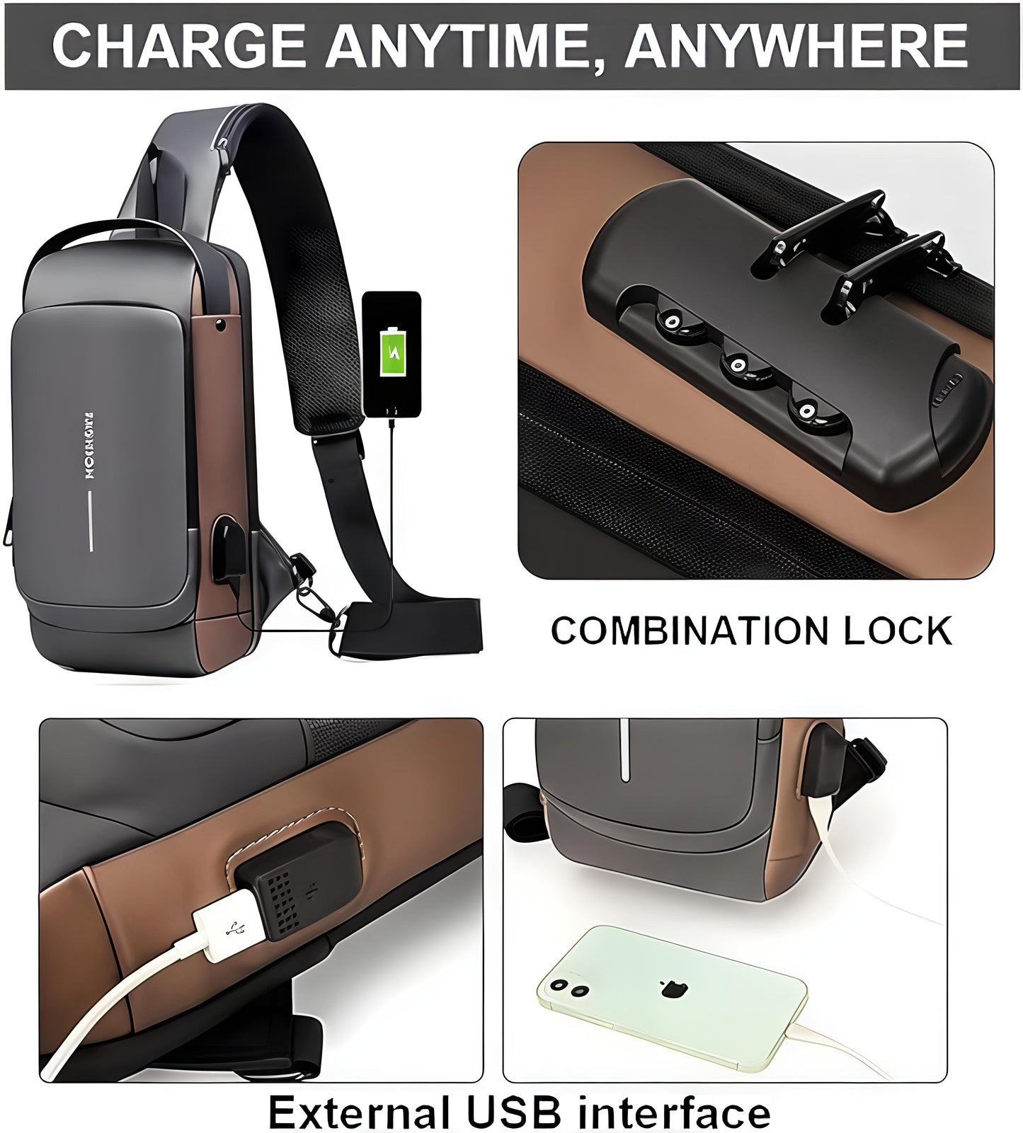 Anti-Theft Waterproof Crossbody Sling Bag – Hard Shell Chest Backpack for Men & Women