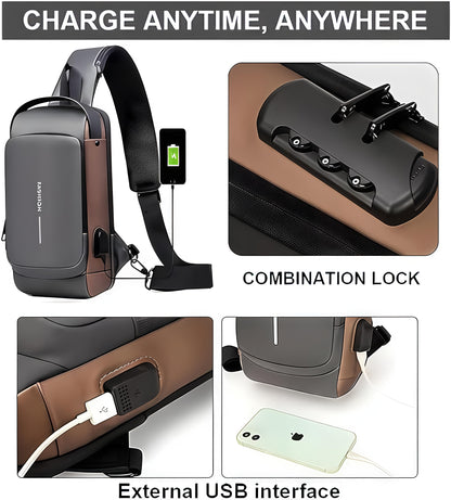 Anti-Theft Waterproof Crossbody Sling Bag – Hard Shell Chest Backpack for Men & Women