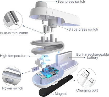 Portable USB Rechargeable Mini Bag Sealer – Heat Sealing Machine for Food Storage