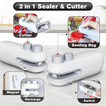 Portable USB Rechargeable Mini Bag Sealer – Heat Sealing Machine for Food Storage